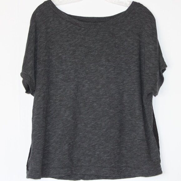 FOREVER 21 WOMENS GRAY BLACK SHORT SLEEVE SHORT WAISTED TOP SZ M LACE BACK - Picture 4 of 16